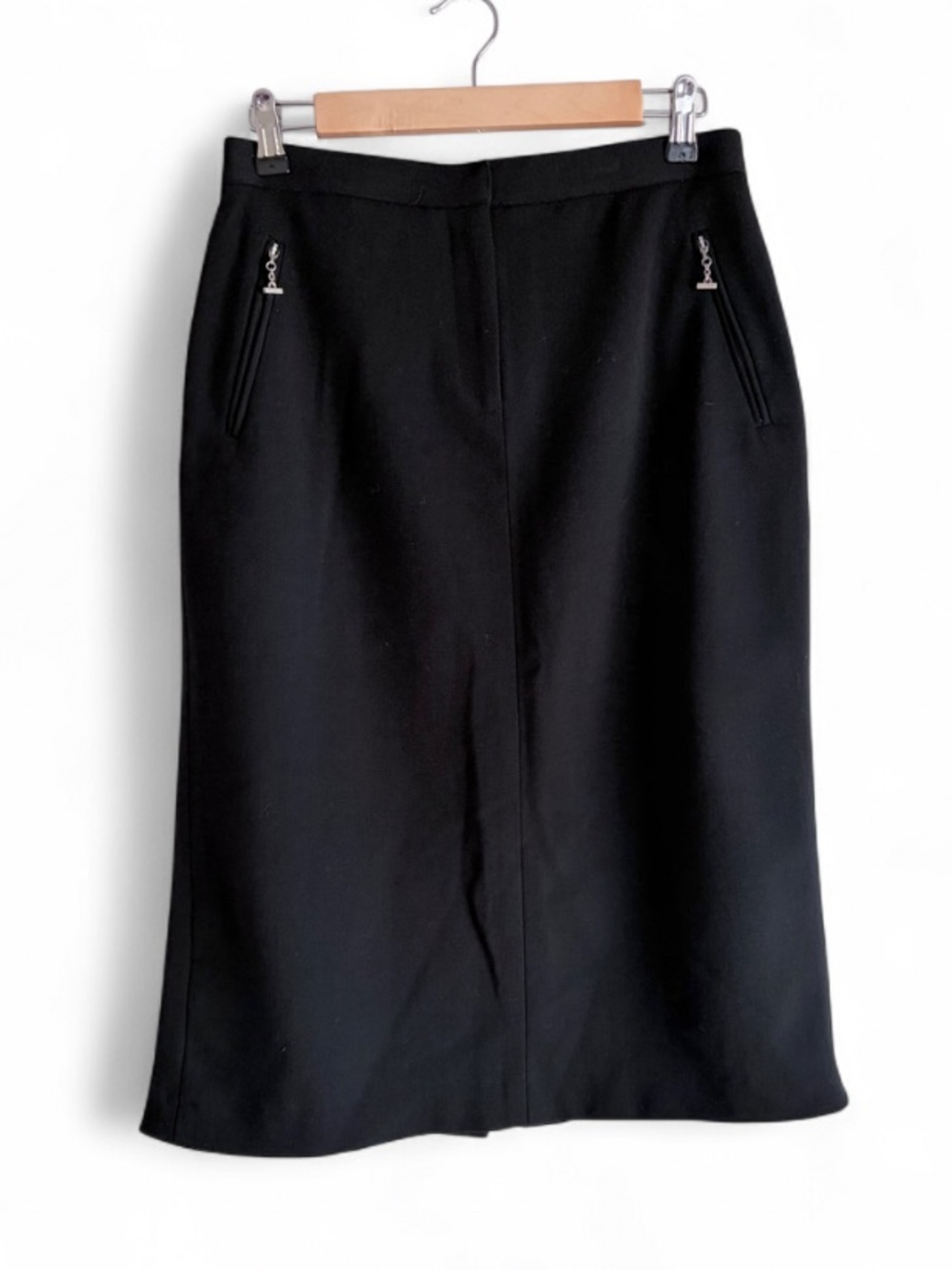 Ralph Lauren Black Wool Blend Pencil Midi Skirt Size 12 Petite